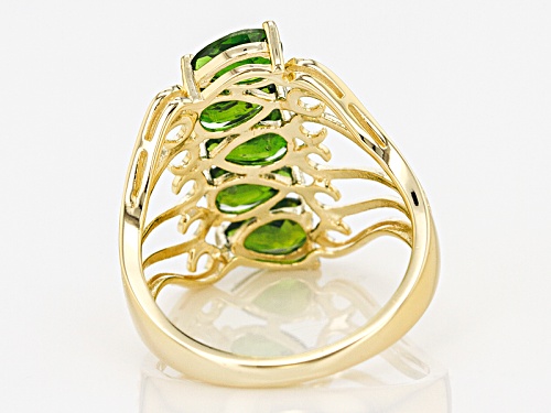 1.75ctw Pear Shape Chrome Diopside 18k Yellow Gold Over Sterling Silver 5-Stone Ring - Size 9