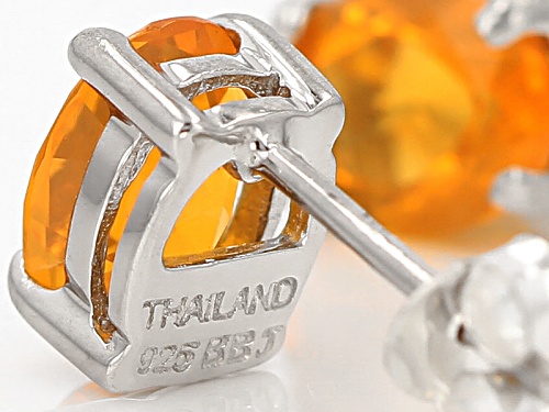 1.36ctw Oval Mexican Fire Opal Soliraire Sterling Silver Stud Earrings