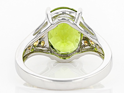 4.51CT OVAL MANCHURIAN PERIDOT(TM) AND .30CTW ROUND CITRINE STERLING SILVER RING - Size 5