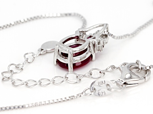 2.55CT OVAL MAHALEO® RUBY WITH .17CTW RHODOLITE AND .11CTW WHITE ZIRCON SILVER PENDANT WITH CHAIN