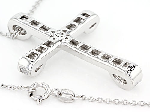 Bella Luce® Diamond Simulant Rhodium Over Sterling Silver Cross Pendant & Chain