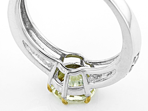 1.10ct Round Yellow Apatite And .50ctw Round White Zircon Sterling Silver Ring - Size 11