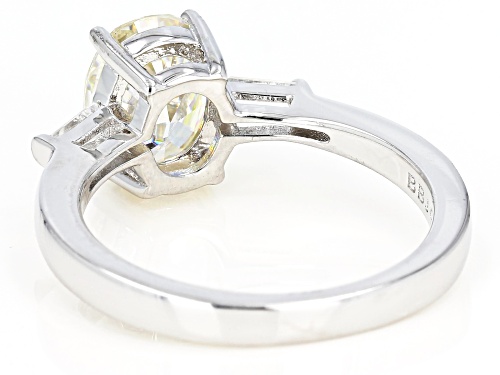 2.38ct Oval Strontium Titanate with .27ctw Baguette White Zircon Sterling Silver Ring - Size 12