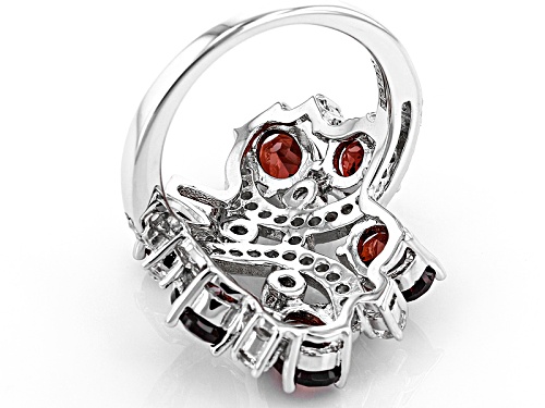 5.06ctw Oval And Round Vermelho Garnet™ With .69ctw White Topaz Sterling Silver Bypass Ring - Size 7