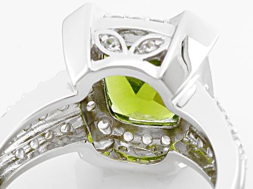 2.55ct Manchurian Peridot™ And .88ctw Round White Zircon Sterling Silver Ring - Size 7