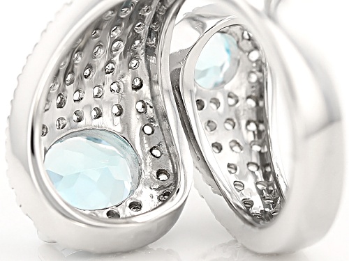 3.65ctw Oval And Round Glacier Topaz™ With 1.62ctw Round White Topaz Sterling Silver Bypass Ring - Size 8