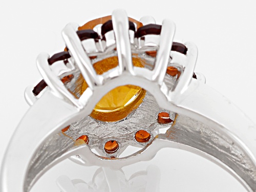 2.25ctw Oval Hessonite™ With .80ctw Round Vermelho Garnet™ Sterling Silver Ring - Size 7