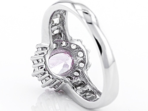 .80ct Oval Kunzite With 1.48ctw Square And Round White Zircon Sterling Silver Ring - Size 11