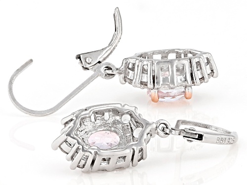 1.70ctw Oval Kunzite With 1.05ctw Baguette And Round White Topaz Rhodium Over Silver Earrings