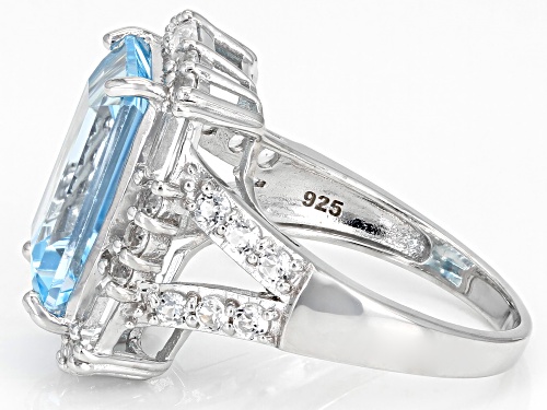 Rachel Roy Jewelry, 9.80ctw Emerald Cut Glacier Topaz™ and Topaz Rhodium Over Silver Ring - Size 9