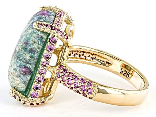 Rachel Roy Jewelry, Ruby Fuchsite and Lab Pink Sapphire 18k Yellow Gold Over Sterling Silver Ring - Size 10