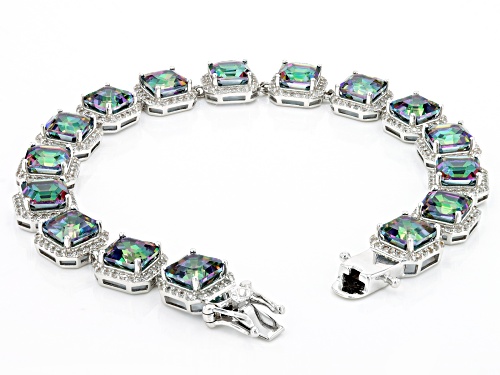 Rachel Roy Jewelry, 25.00ctw Multi-Color Peacock Quartz & White Zircon Rhodium Over Brass Bracelet - Size 8