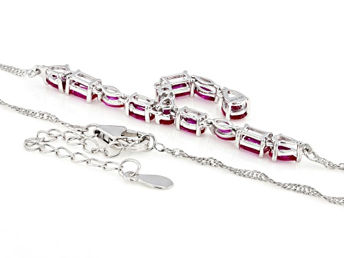 2.70ctw Lab Created Ruby Rhodium Over Sterling Silver Necklace - Size 18