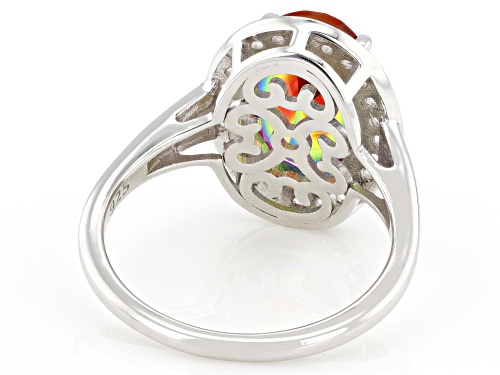 2.97ct Rainbow Quartz Doublet with 0.32ctw Lab White Sapphire Rhodium Over Sterling Silver Ring - Size 7