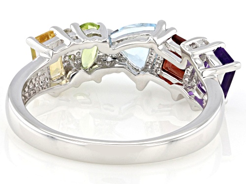 1.53ctw Multi-Stone Rhodium Over Sterling Silver Ring - Size 6