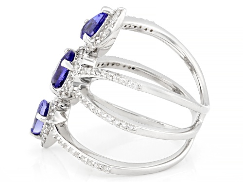 1.43ctw Tanzanite With 0.59ctw White Zircon Rhodium Over Sterling Silver Ring - Size 6