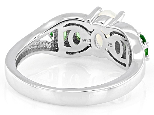 .40ct Ethiopian Opal with .68ctw Mint Tsavorite & .22ctw White Zircon Rhodium Over Silver Ring - Size 6