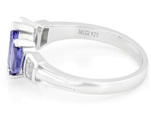 0.86ctw Tanzanite With 0.21ctw White Zircon Rhodium Over Sterling Silver Ring - Size 10