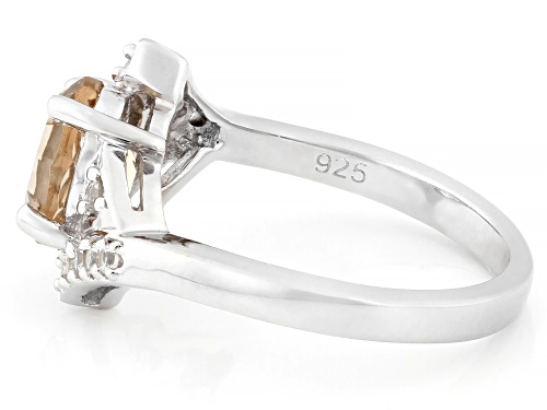 1.36ct Champagne Quartz with 0.17ctw White Zircon Rhodium Over Sterling Silver Ring - Size 9