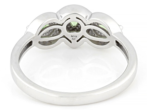 0.37ctw Mint Tsavorite with 0.19ctw White Zircon Rhodium Over Sterling Silver Ring - Size 9