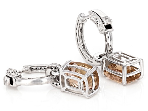 4.91ctw Concave-Cut Champagne Quartz Rhodium Over Silver Earrings