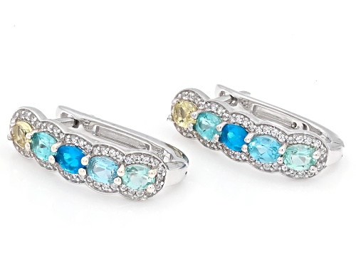 1.50ctw Multi Color Apatite with 0.46ctw White Zircon Rhodium Over Sterling Silver Earrings
