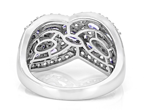 1.45ctw Tanzanite with 0.67ctw White Zircon Platinum Over Sterling Silver Ring - Size 9
