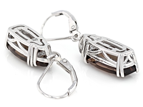 7.14ctw Smoky Quartz Rhodium Over Sterling Silver Earrings