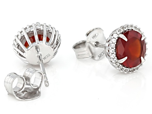 3.50ctw Hessonite Garnet with 0.38ctw White Zircon Rhodium Over Sterling Silver Earrings