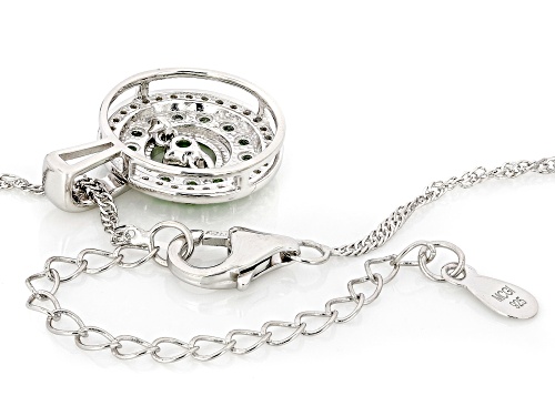 0.58ctw Tsavorite with 0.15ctw White Zircon Rhodium Over Sterling Silver Dancing Pendant with Chain