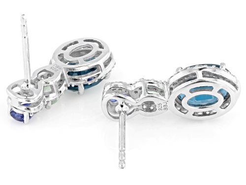 3.38ctw Multi-Color Kyanite with 0.59ctw White Zircon Rhodium Over Sterling Silver Earrings
