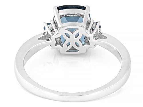 2.30ct London Blue Topaz With 0.10ctw Prazana® Lab Blue Diamond D-F VS2-SI Rhodium Over S/S Ring - Size 9