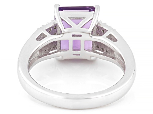 2.83ctw Canela Amethyst with 0.32ctw Rhodolite and White Zircon Rhodium Over Sterling Silver Ring - Size 7