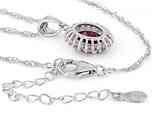 1.95ct Raspberry Color Rhodolite With 0.27ctw White Zircon Rhodium Over Silver Pendant With Chain