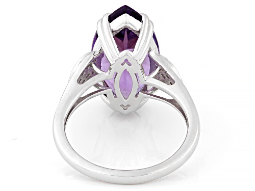 6.80ct Canela Amethyst with 0.11ctw Moissanite Rhodium Over Sterling Silver Ring - Size 10