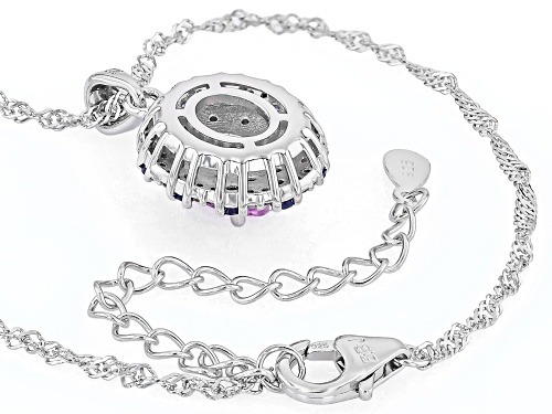 1.89ctw Kunzite with Tanzanite and Prazana® Lab Grown Diamonds Rhodium Over Silver Pendant/Chain