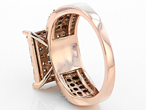 Engild™ .90ctw Round And Baguette Champagne And White Diamond 14k Rose Gold Over Silver Ring - Size 5