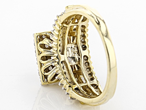 Engild™1.05ctw Round And Baguette White Diamond 14k Yellow Gold Over Sterling Silver Ring - Size 7