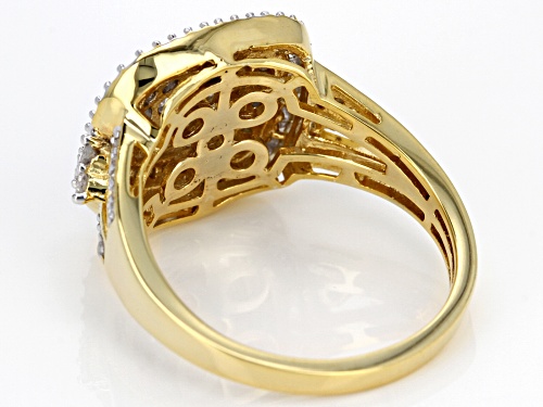 ENGILD(TM) 1.00ctw Round and Baguette White Diamond 14k Yellow Gold over Sterling Silver Ring - Size 7
