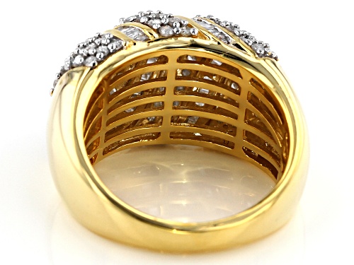 Engild™ 1.75ctw Round and Baguette White Diamond 14k Yellow Gold Over Sterling Silver Ring - Size 6