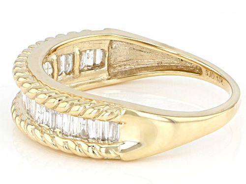 0.40ctw Baguette White Diamond 10k Yellow Gold Band Ring - Size 6