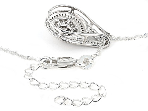 0.50ctw Baguette And Round White Diamond Platinum Over Sterling Silver Halo Pendant With 18