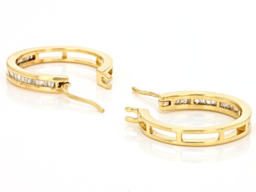 Engild™ 0.33ctw Baguette White Diamond 14k Yellow Gold Over Sterling Silver Hoop Earrings