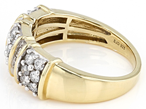 Engild™ 1.00ctw Round And Baguette White Diamond 14k Yellow Gold Over Sterling Silver Band Ring - Size 9