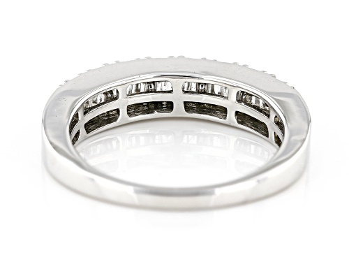 0.25ctw Round And Baguette White Diamond Rhodium Over Sterling Silver Band Ring - Size 8