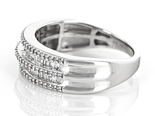 0.45ctw Baguette And Round White Diamond 10k White Gold Band Ring - Size 6
