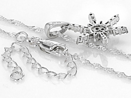 0.40ctw Round And Baguette White Diamond Rhodium Over Sterling Silver Pendant With Chain