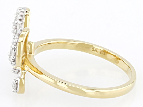 Engild™ 0.45ctw Round And Baguette White Diamond 14k Yellow Gold Over Sterling Silver Butterfly Ring - Size 6