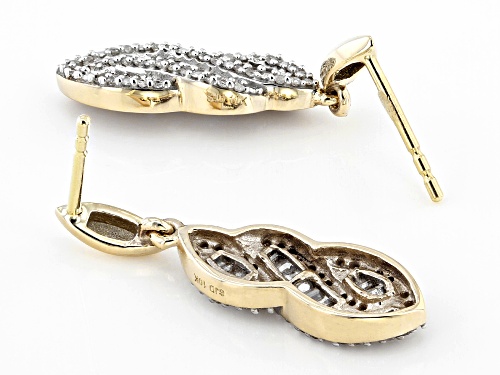 0.45ctw Baguette And Round White Diamond 10k Yellow Gold Dangle Earrings