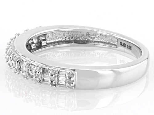 0.20ctw Round And Baguette White Diamond 10k White Gold Band Ring - Size 8